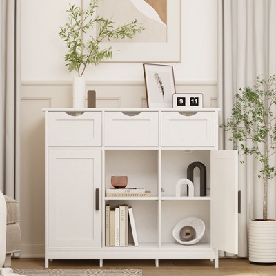 NicBex Bathroom Floor Cabinet,Freestanding Bathroom Cabinet with Drawers & Shelves,Storage Cabinet for Bathroom, Living Room & Bedroom