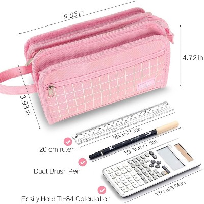 Large Pencil Case, Big Capacity Pencil Pouch Pen Bag with 3 Compartment, Portable Canvas