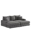 86.6 Inch Corduroy 3-seater sofa With 3 back pillows , 2 toss pillows and two ottoman ,Comfy Sofa- Deep Seat Couch for Living Room - 3 of 4