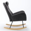 Aukfa Soft Teddy Fabric Rocking Chair w/Pocket - Ergonomic Nursery Glider, Solid Wood Base, 258LB Capacity for Living Room & Bedroom - 3 of 4