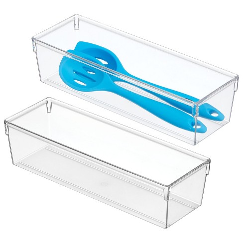 Mdesign Plastic Kitchen Cabinet Drawer Organizer Tray, 12 Long, 3 Pack -  Clear : Target