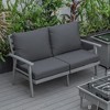 Leisuremod Walbrooke Modern Loveseat with Grey Aluminum Frame and Removable Cushions - 2 of 4