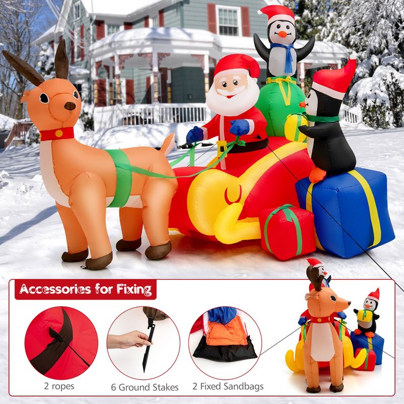 Costway 6 FT Long Christmas Inflatable Decoration Santa Claus Driving Reindeer Sleigh, 5 of 11