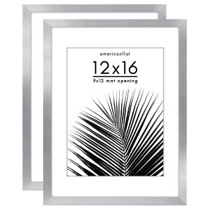 Americanflat 2 Pack of Picture Frames with Mat - Plexiglass Cover - 1 of 4