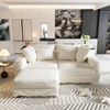 MYINDA 102.4 " Plush Corduroy Sofa,Modern Upholstered Cloud Couch,Convertible Deep Seat Sofa with Ottoman for Living Room - 3 of 4