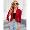 YESFASHION Women's Open Front Office Work Business  3/4 Sleeve Casual Lightweight 2025 Summer Crop Suit Blazer - 3 of 4