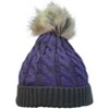 Womens Girls Winter Faux Fur Hat Large Raccoon Fur Pom Pom Beanie Hats Stretch - Terra - 2 of 3