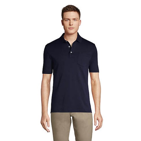 Lands' End Men's Short Sleeve Super Soft Supima Polo Shirt With Pocket ...