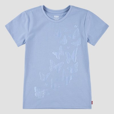Levi's® Girls' Short Sleeve 'Butterfly' Graphic T-Shirt - Light Blue