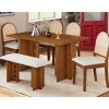 6 PCS Farmhouse Style Dining Set, Double Pedestal Base Dining Table, Bench and Chairs with Rubber Wood Frame and Cushion-Baofuwish - 3 of 4