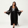 Anna-Kaci Lounge Women's Plus Size Long Robe Set with Soft Draped Silhouette and Delicate Lace Trim Accents for a Layered Look - 4 of 4