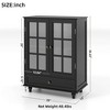 ORRD Minimalist Black Buffet Cabinet - Double Glass Doors, Drawer & Wooden Sideboard for Living/Dining/Hallway - 3 of 4