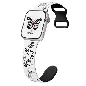 HTUTWOO Butterfly Engraved Apple Watch Band, Two-tone Silicone Strap 38/40/41/42/44/45/46/49mm for iWatch Series 11 10 9 8 7 6 5 4 3 2 1 SE Ultra - 1 of 4