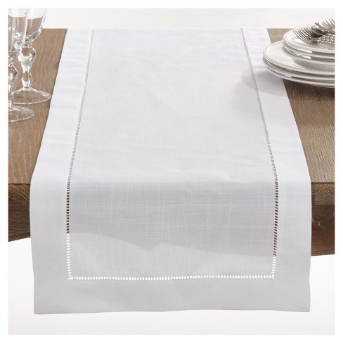 Plain white deals table runner