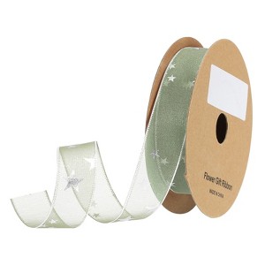 Unique Bargains Gift Wrapping Wide Star Sheer Wired Sparkly Chiffon Ribbon 1 Pc - 1 of 4
