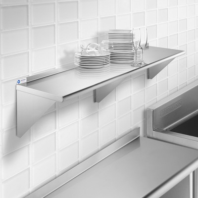 72'' Stainless Steel Wall Mount Shelf with Backsplash