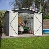 Backyard Storage Shed, 10x10 FT Storage Shed, Storage Storage with Lockable Doors and Updated Frame Structure, Large Metal Shed-Coolbibila - 3 of 4