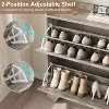 Jojoka Narrow Farmhouse Shoe Cabinet with 2 Flip Drawers, Adjustable Shelves, and Side Hooks for Entryway Storage, Grey - 4 of 4