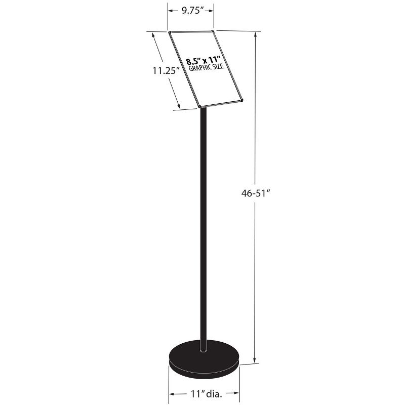 Azar Displays Black Pedestal Sign Holder for Floor 8.5" x 11" Swivel Frame for Portrait/Landscape on Straight Pole Stand, 4 of 9