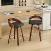 Bar Stools Set of 2, Swivel Bar Height Stools with Low Back, Wood Bar Chairs with Soft Cushion Seat, 25-Inch Seat Height - 2 of 4
