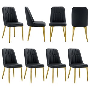 FONTOI 8PCS Modern Dining Chairs with Leather Backrest for Kitchens, Bedrooms, Offices, Black&Gold, 16.3"*35"*17" - 1 of 4