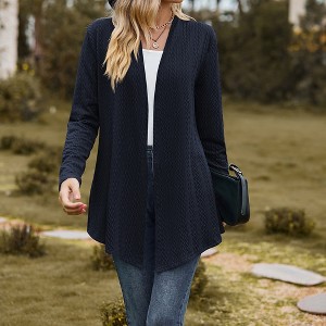 Women's Open Front Long Cardigan Lightweight Loose Fit Knit Coat Casual Long Sleeve Jacket - 1 of 4