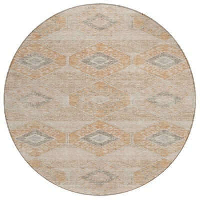HomeRoots 8' Copper And Gray Round Aztec Washable Indoor Outdoor Area Rug