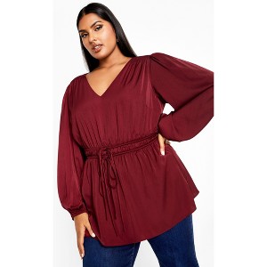Women's Plus Size Aubree Shirt - cabernet | CITY CHIC - 1 of 4