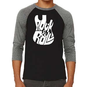 LA Pop Art Rock And Roll Guitar - Men's Raglan Baseball Word Art T-Shirt - 1 of 4