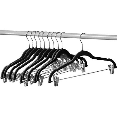 10-pack Velvet Hanger Ultra-Thin Black Hangers with Clips Non-slip for Skirts and Pants Hangers- Homeitusa