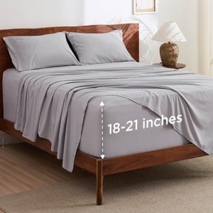 Deep Pocket Sheets Set - Fits Mattresses Up to 21 Inches Thick - 4 Piece GentleSoft™ Bed Sheets, Moisture Wicking, Soft & Cooling Bedsheet & Pillowcas - 1 of 4