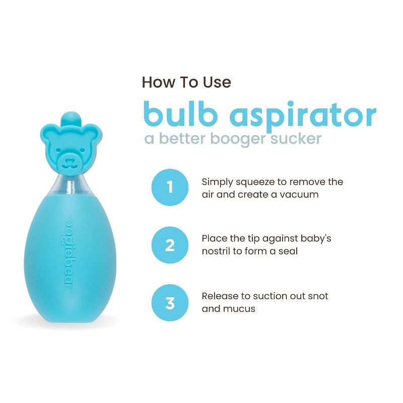 oogiebear Bulb Aspirator Handheld Baby Nose Cleaner for Newborns, Infants, and Toddlers, 3 of 11