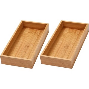 YBM HOME Bamboo Drawer Organizer Storage Box for Kitchen Drawer, Junk Drawer, Office, Bedroom, Children Room, Craft, Sewing, and Bathroom, Pack of 2 - 1 of 4