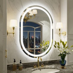 pmir Super Bright 192 LEDs/m LED Lighted Anti-Fog Tempered Glass Irregular Bathroom/Vanity Mirror with ETL & 3-Year Warranty - 1 of 4