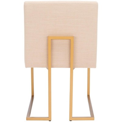 Modern Cosmopolitan Beige Linen & Gold Metal Parsons Side Chair Set