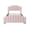 KTMBDW Full/Queen Size Bed Frame, Velvet Upholstered Platform Bed with Vertical Channel Tufted Headboard, Foundation with Strong Wooden Slats - 4 of 4