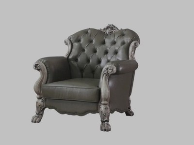 Dresden 45" Vintage Bone White PU Tufted Chair