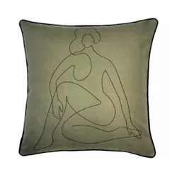 20"x20" Oversize Relaxed Figure Square Throw Pillow Cover Olive Green - Edie@Home