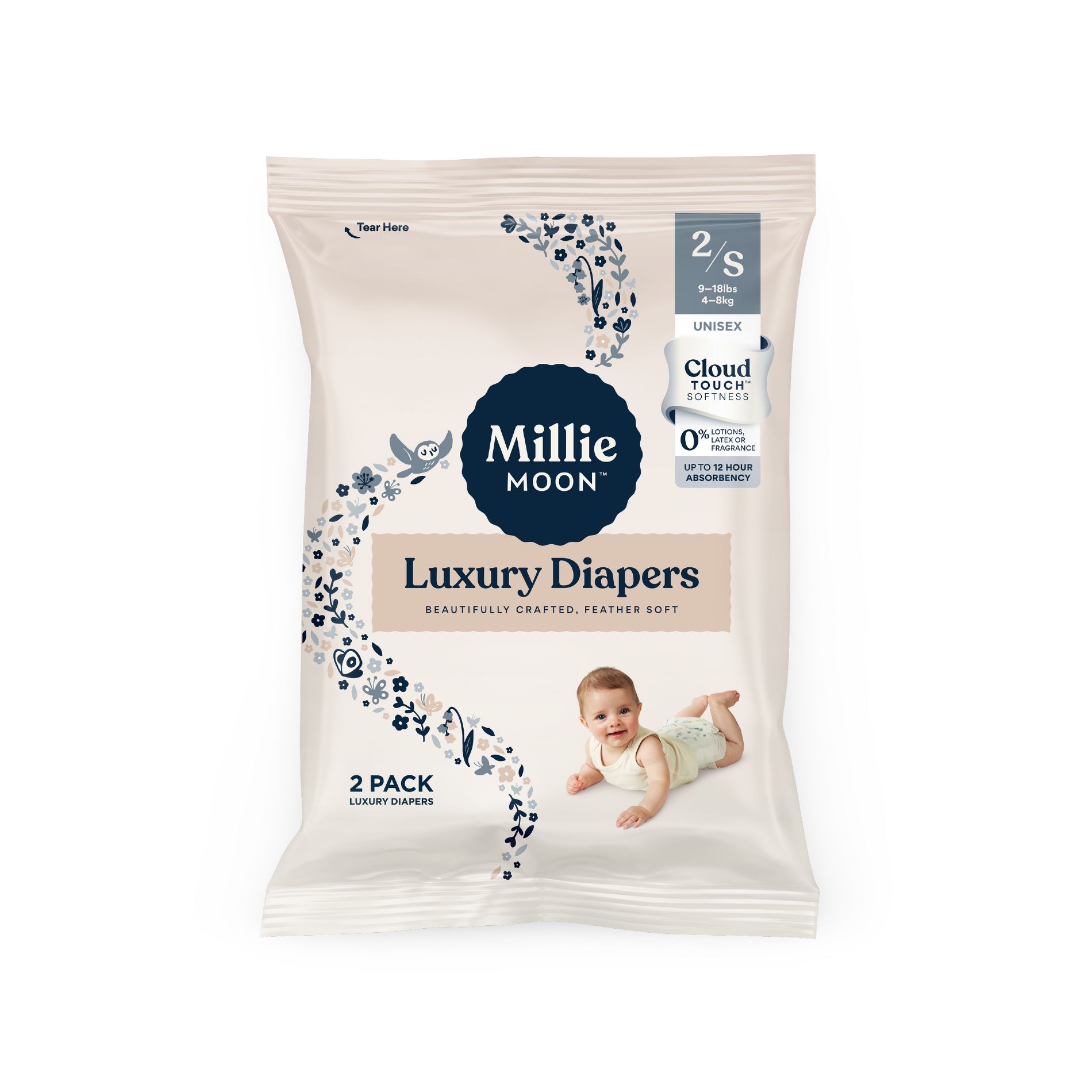 Millie Moon Disposable Diapers Sample Pack - Size 2 - 2ct