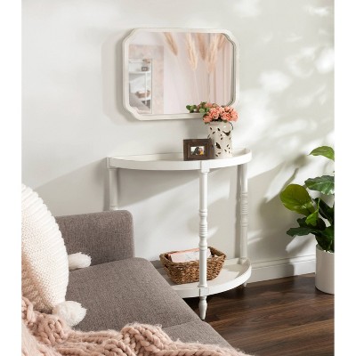 White Rectangular Solid Wood Bathroom Vanity Mirror