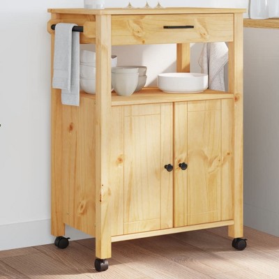 vidaXL Kitchen Trolley MONZA 23.6 in.x15.7 in.x35.4 in. Solid Wood Pine