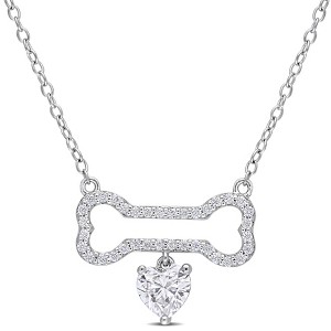 EVERLY JEWELRY | Sterling Silver 3/4 CT DEW Created Moissanite  Fashion Pendant With Chain - 1 of 4