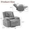 Adults Oversized Rocking Nursery Glider Recliner Chair,360° Swivel Rock Recliner Chairs Single Sofa with Vibration Massage and Heating - 2 of 4