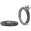 Pompeii3 2ct Pave Black Diamond Mount Semi Mount Set 14K White Gold - 2 of 4