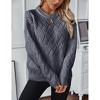 Women Cable Knit Vintage Chunky Sweater Loose Casual Knitted Sweater Unisex Woven Crewneck Knitted Top - 3 of 4