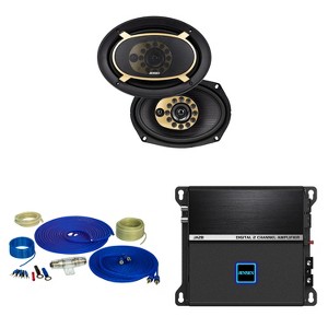 Jensen 1 Pair JS69T 6x9" 3-Way Triaxial Speakers with Jensen JA2B 2 Channel 340 Watt Amplifier and Wiring Kit - 1 of 4