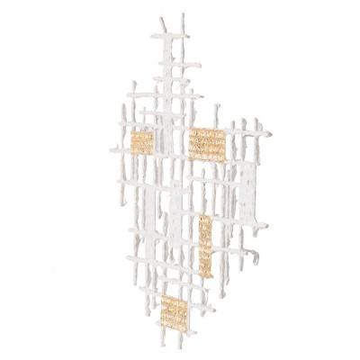 31.5"x23.5"Grid Patterned Geometric Wall Decor White/Gold - A&B Home