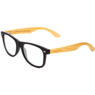Coyote Eyewear Woodie Reading OR Blue Light Glasses Matte Black Bamboo Wood