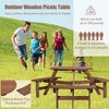 Dexmalle 6-person Round Wooden Picnic Table Outdoor Table w/ Umbrella Hole & Benches - 4 of 4