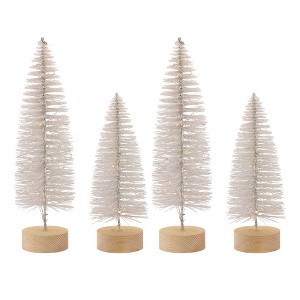 Melrose White Bottle Brush Tree (Set of 4) - 1 of 2